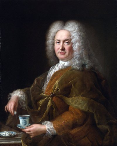 Ritratto di un gentiluomo con una tazza di cioccolata da Alexis Simon Belle