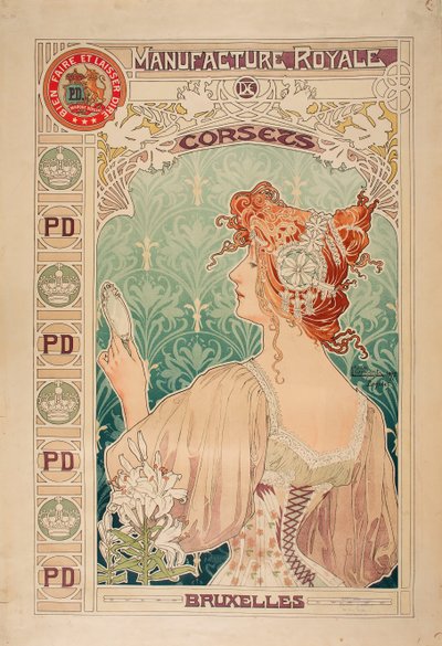 Fabbrica reale di corsetti da Alfons Marie Mucha
