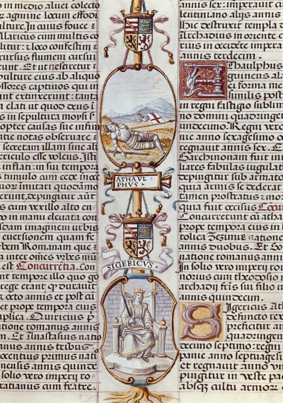 Rappresentazione dei re visigoti Ataulfo e Sigerico, da "Genealogia de los reyes de España" di Alonso de Cartagena da Alfonso de Cartagena