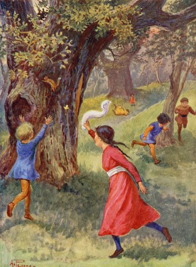 Merrie England: Bambini che giocano nella foresta di Sherwood da Alfred (after) Pearse