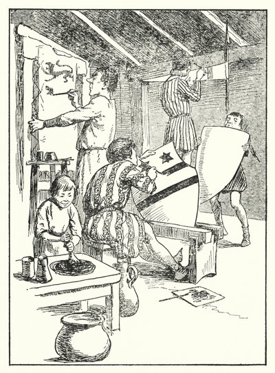 Merrie England: Dipingere scudi e sopravvesti da Alfred (after) Pearse