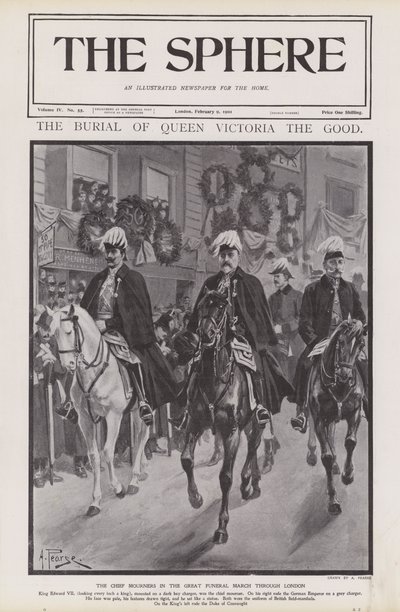 I principali dolenti al corteo funebre della Regina Vittoria attraverso Londra da Alfred (after) Pearse