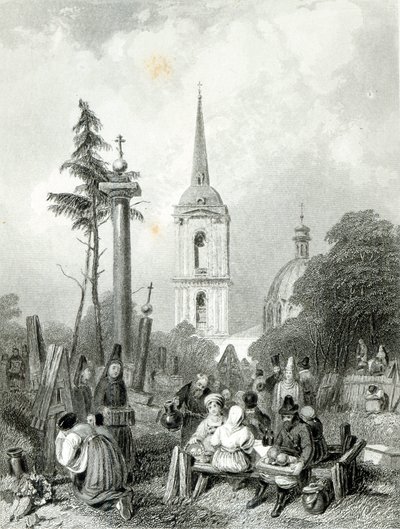 Cimitero della Chiesa di Smolensko, inciso da E.Smith da Alfred (after) Vickers