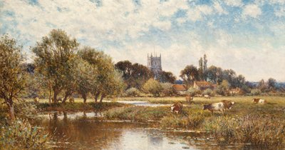 Bovini che si abbeverano, Kempstead-on-Thames da Alfred Augustus Glendening
