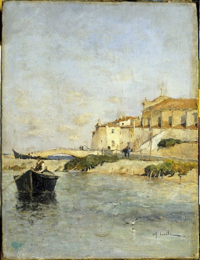 Il villaggio di pescatori. Dipinto di Alfred Casile (1848-1909). Limoux, Museo Petiet da Alfred Casile