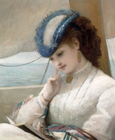 Una ragazza che legge in una barca a vela da Alfred Chantrey Corbould