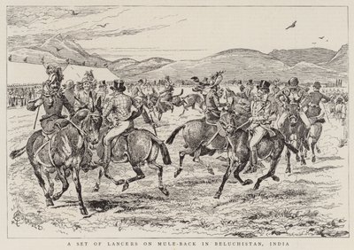 Un gruppo di lancieri a dorso di mulo in Belucistan, India da Alfred Chantrey Corbould
