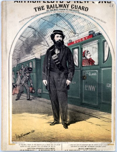 La Guardia Ferroviaria, copertina dello spartito per una popolare canzone vittoriana di C. Plowman, 1870 da Alfred Concanen