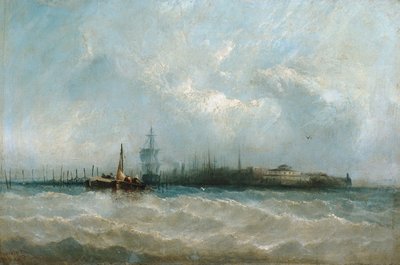 New York dal porto che mostra la Batteria e il Giardino del Castello, 1858 da Alfred Copestick