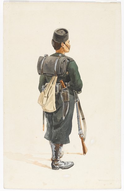 Fuciliere del 4° Reggimento Gurkha in ordine di marcia, 1890 da Alfred Crowdy Lovett