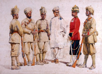 Soldati del 19° Punjabis Afridi di Tirah, illustrazione per 