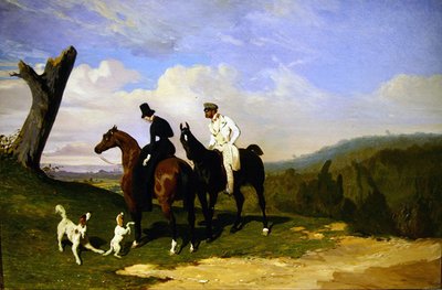 Una pausa durante una cavalcata con i cani da Alfred Dedreux