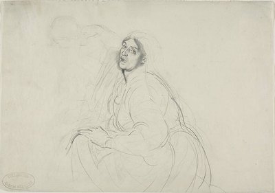 Donna seduta e schizzo di figura piegata da Alfred Dehodencq