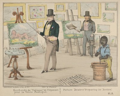 Vive la France, mercanti di quadri che si preparano per la vendita pubblica, 1840 da Alfred E. Baker