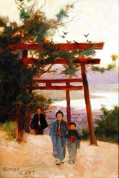 Santuario Shin-to nei boschi, c.1889 da Alfred East