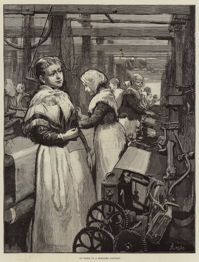 Al lavoro in una fabbrica di lana da Alfred Edward Emslie