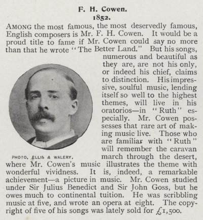 Frederic Hymen Cowen, pianista, direttore d