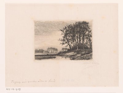 Paesaggio con alberi su una collina vicino all