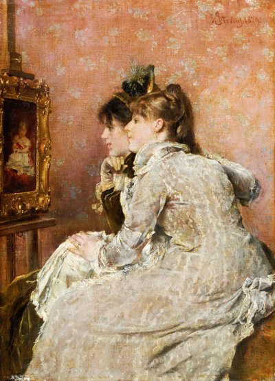 Ammirando il ritratto, 1879 da Alfred Emile Stevens