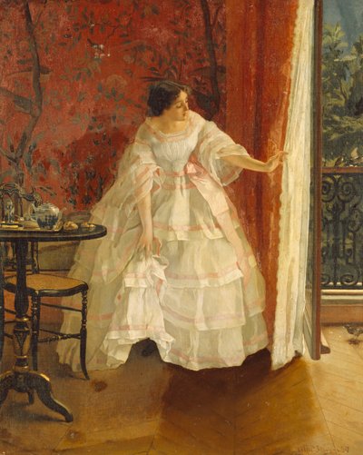 Signora alla finestra che nutre gli uccelli, c.1859 da Alfred Emile Stevens