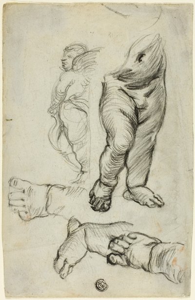 Schizzi di putti (recto); Studio per ornamento (verso) da Alfred George Stevens