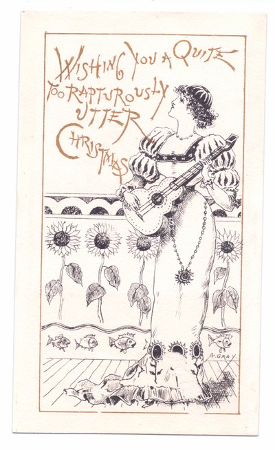 Cartolina di auguri vittoriana di un estetico che suona un violino da Alfred Gray