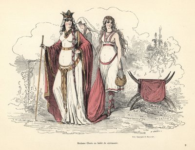 Clotilde, Regina dei Franchi, in abito cerimoniale, V secolo da Alfred Grevin