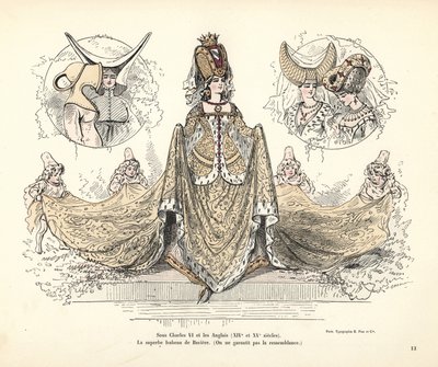 Costume di Isabeau di Baviera, Regina di Francia, copricapi da Alfred Grevin