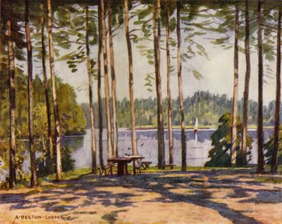 Danimarca: Gribscoven, Il lago del padiglione del re da Alfred Heaton Cooper