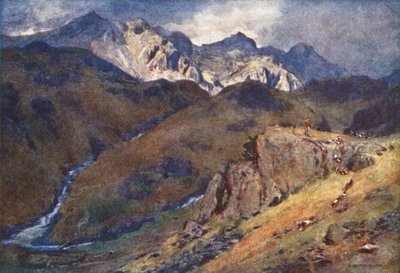 Distretto dei Laghi: Caccia alla volpe, Testa di Eskdale e Scawfell da Alfred Heaton Cooper