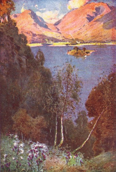 Distretto dei Laghi: Uno scorcio di Grasmere, sole serale da Alfred Heaton Cooper