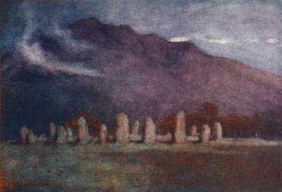 Distretto dei Laghi: Cerchio dei Druidi, vicino a Keswick, al chiaro di luna da Alfred Heaton Cooper