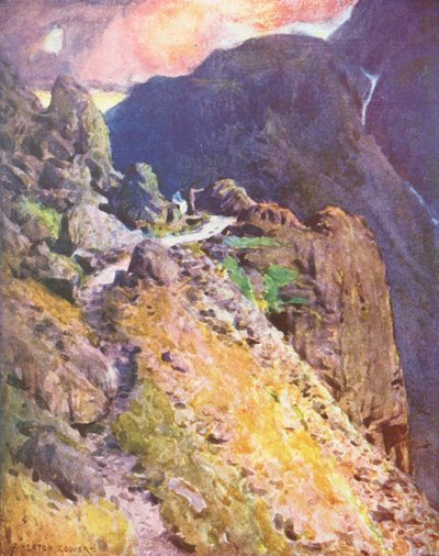 Distretto dei Laghi: Avvicinandosi alla cima del Passo di Styhead, Wastdale da Alfred Heaton Cooper