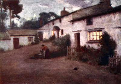 Chiaro di luna e luce della lampada - Villaggio di Consiton, da un portfolio di stampe dagli acquerelli originali, c.1920 da Alfred Heaton Cooper