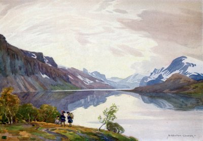 Vista dalla stazione turistica, Saltoluokta, Lapponia da Alfred Heaton Cooper