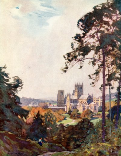 Cattedrale di Wells, dal Tor (litografia a colori) da Alfred Heaton Cooper