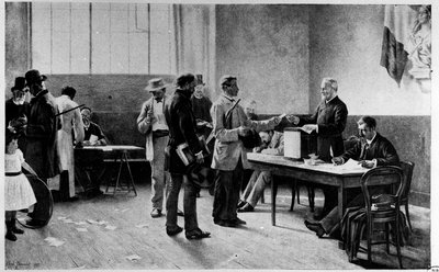 Elezioni, suffragio universale: un seggio elettorale di A.M. Bramtot - Museo Carnavalet da Alfred Henri Bramtot