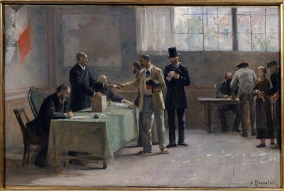 Suffragio universale: un seggio elettorale nel 1889. Schizzo di Alfred Bramtot (1852-1894) 1889 da Alfred Henri Bramtot