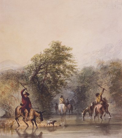 Apertura del sentiero per sfuggire agli indiani, c.1837 da Alfred Jacob Miller