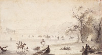 Traversata del Platte con i tori, c.1837 da Alfred Jacob Miller
