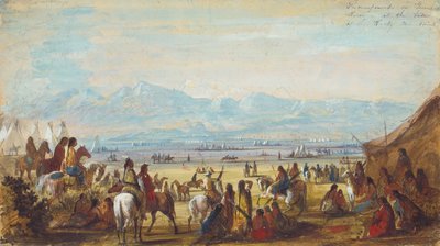 Accampamento sul fiume Verde alla base delle Montagne Rocciose, c.1837 da Alfred Jacob Miller