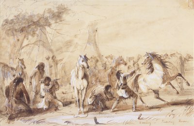 Sera, Picchettando i Cavalli, c.1837 da Alfred Jacob Miller