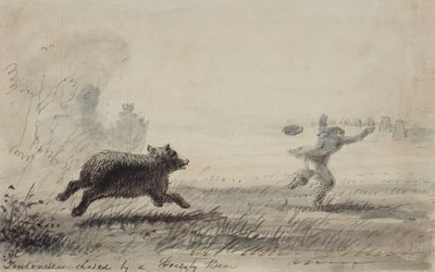 Fontenelle Inseguito da un Orso Grizzly, c.1837 da Alfred Jacob Miller