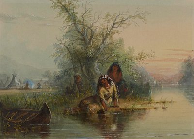 Accampamento indiano sul fiume Eau Sucre da Alfred Jacob Miller