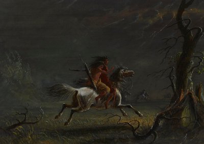 Indiani in una tempesta: scena notturna da Alfred Jacob Miller