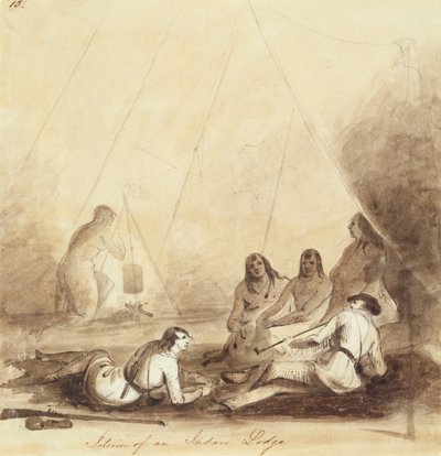 Interno di un lodge indiano, c.1837 da Alfred Jacob Miller