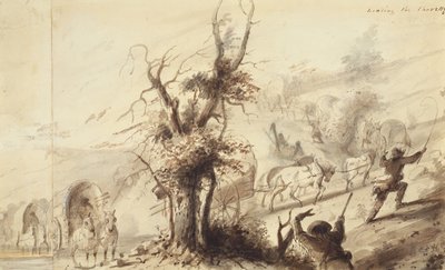 Sbarco delle charette, c.1837 da Alfred Jacob Miller