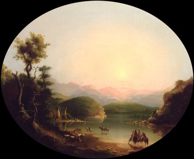 Indiani Shoshone presso un lago di montagna (Lago Fremont) da Alfred Jacob Miller
