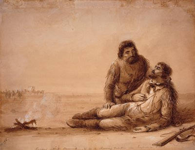 Trapper senza munizioni e in condizioni di fame vicino a Independence Rock, c.1850 da Alfred Jacob Miller