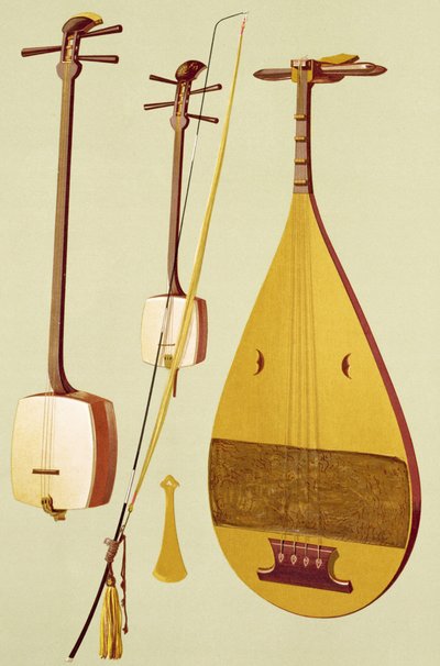 Uno shamisen, un kokyu e un biwa, giapponese, da 